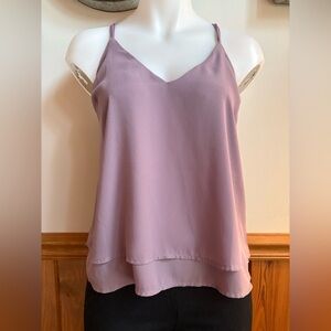 Charlotte Russe so S lined Dusty Pink/ Light purple Camisole Top, zip on back